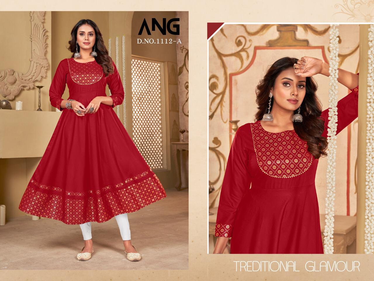 12Angel 1112 Wholesale Printed Anarkali Kurtis Catalog